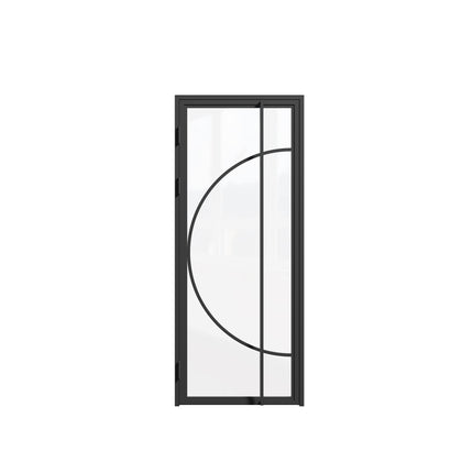 Stalen binnendeur Halve Cirkel – Helder glas + kozijn – MAT ZWART
