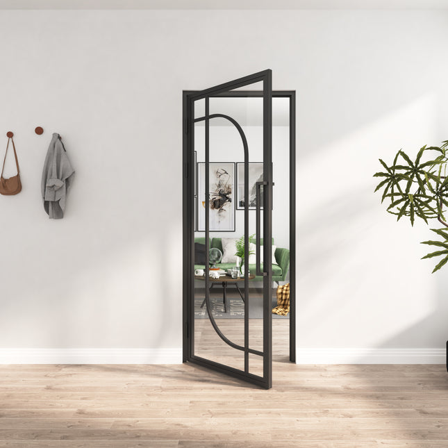 Stalen binnendeur Organisch - Helder glas + Kozijn – MAT ZWART