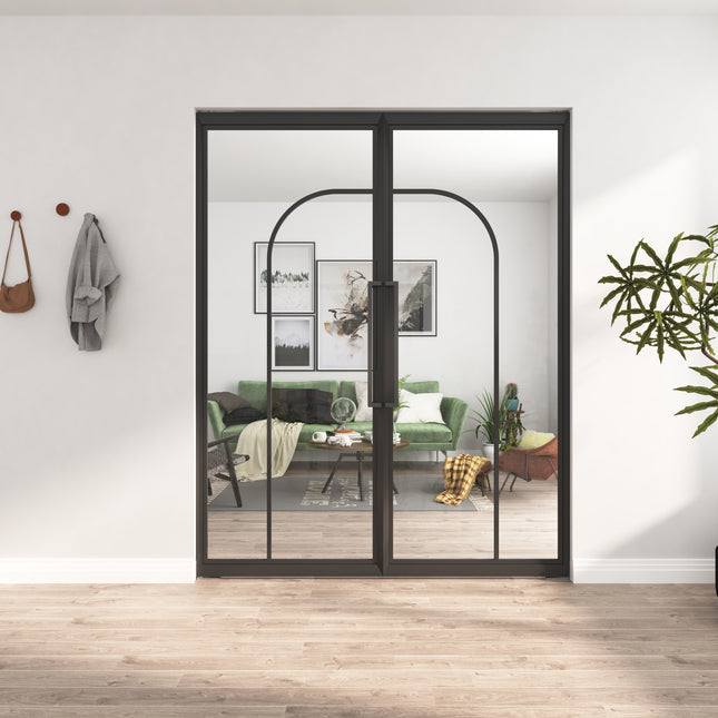 Dubbele Stalen Asia Taatsdeuren –  231,5 × 199,2 - MAT ZWART