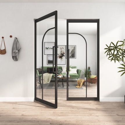 Dubbele Stalen Asia Taatsdeuren –  231,5 × 199,2 - MAT ZWART