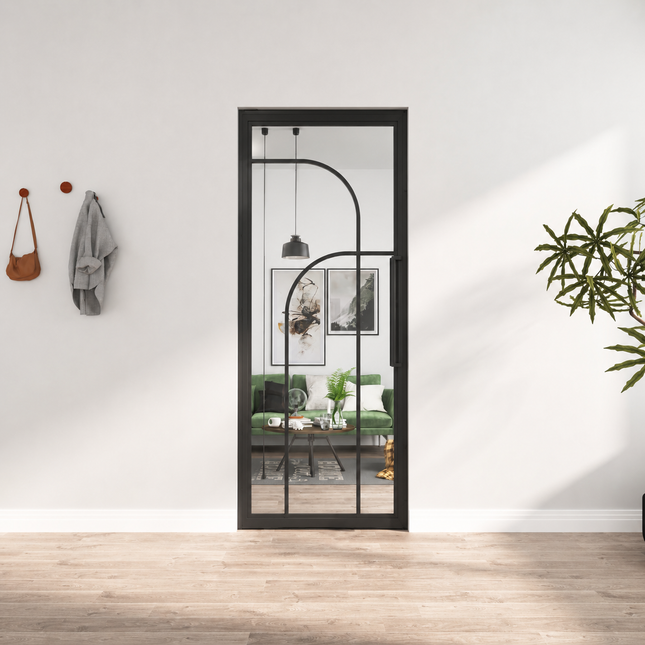 Stalen binnendeur Dubbelboog - Helder glas + Kozijn – MAT ZWART