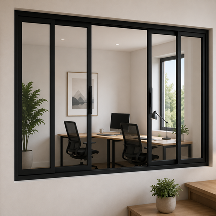 Glazen wand met schuifdeuren - OP MAAT