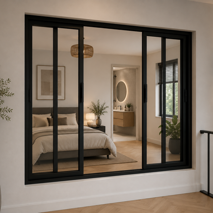 Glazen wand met schuifdeuren - OP MAAT