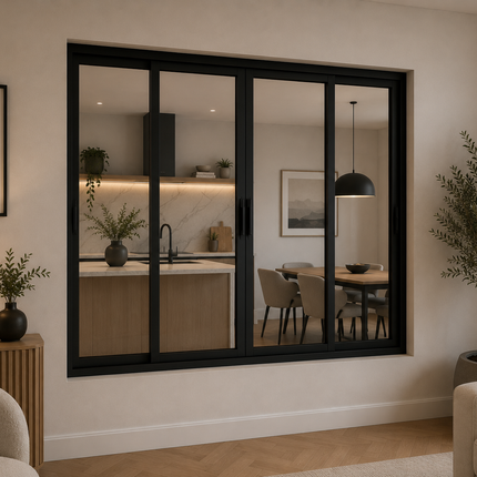 Glazen wand met schuifdeuren - OP MAAT
