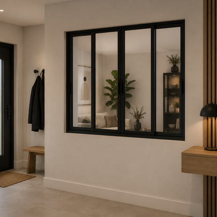 Glazen wand met schuifdeuren - OP MAAT