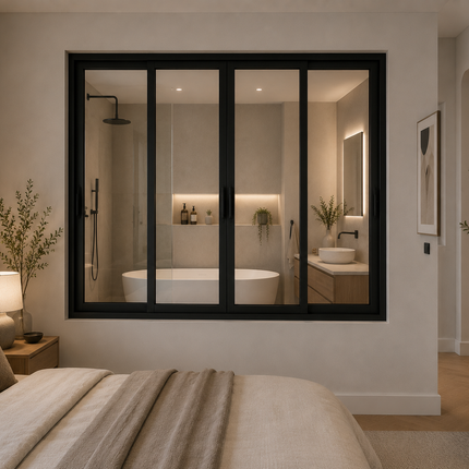 Glazen wand met schuifdeuren - OP MAAT
