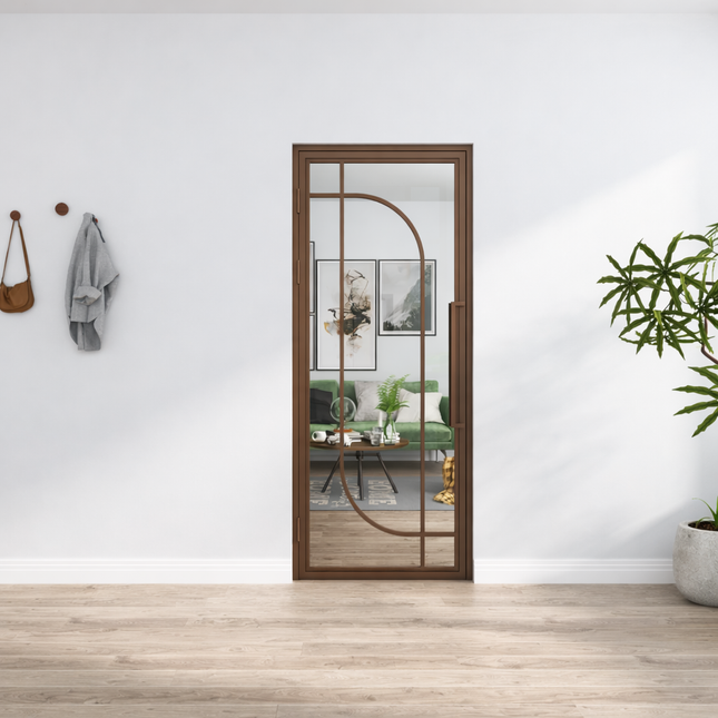 Stalen binnendeur Organisch - Helder glas + Kozijn – BRUIN