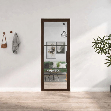 Stalen binnendeur 3‑vlaks – Helder glas + kozijn – BRUIN