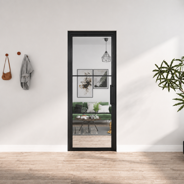 Stalen Taatsdeur 3-Vlaks – Helder glas + kozijn – MAT ZWART