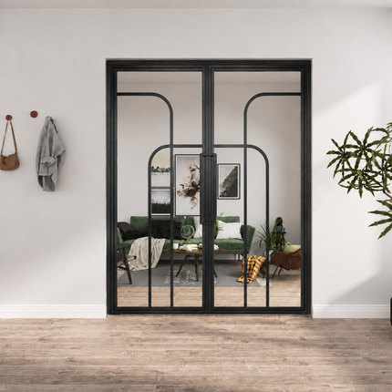 Dubbele Stalen Organische Taatsdeuren – 231,5 × 199,2 - MAT ZWART