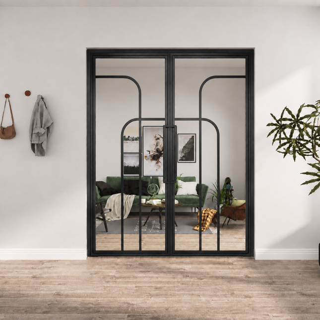 Dubbele Stalen Organische Taatsdeuren – 231,5 × 199,2 - MAT ZWART