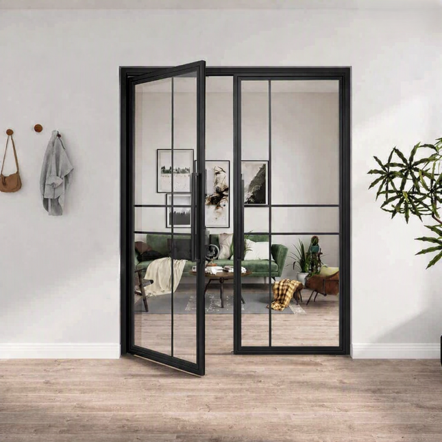 Dubbele Stalen Premium Taatsdeuren –  231,5 × 199,2 - MAT ZWART